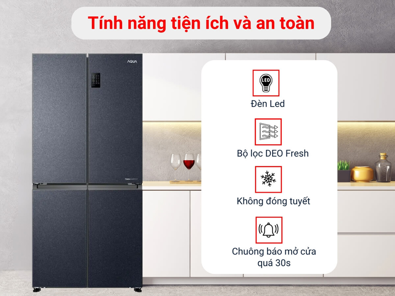 Tủ lạnh Aqua inverter 469 lít Multi Door AQR-M532XA(CBC) - Hàng chính hãng