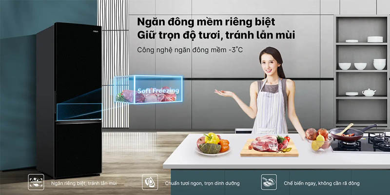 Tủ lạnh Aqua Inverter 324 lít AQR-B390MA(FB) - Hàng chính hãng