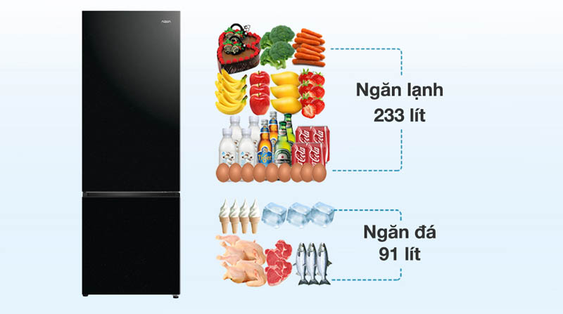 Tủ lạnh Aqua Inverter 324 lít AQR-B390MA(FB) - Hàng chính hãng
