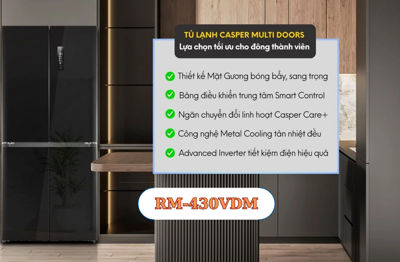 Tủ lạnh Casper Inverter 425 Lít RM-430PB - Hàng chính hãng