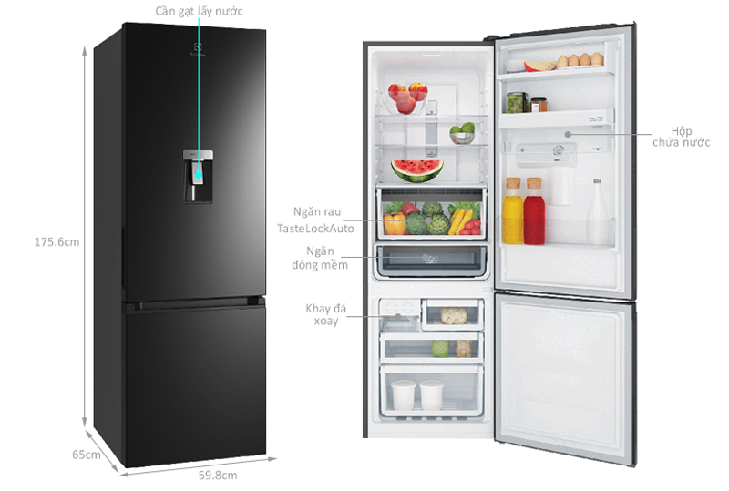 Tủ lạnh Electrolux inverter 335 lít EBB3742M-H - Hàng chính hãng