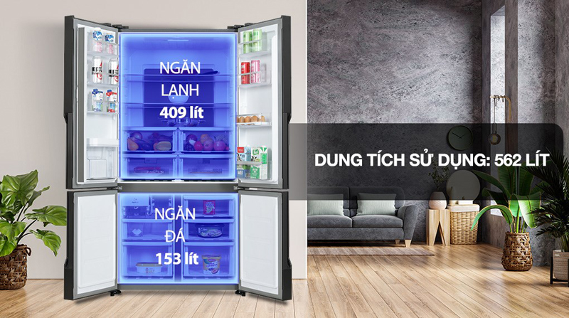Tủ lạnh Electrolux inverter 562 lít EQE5660A-B - Hàng chính hãng
