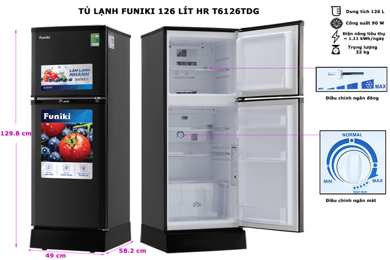 Tủ lạnh Funiki 126 lít HR T6126TDG - Hàng chính hãng