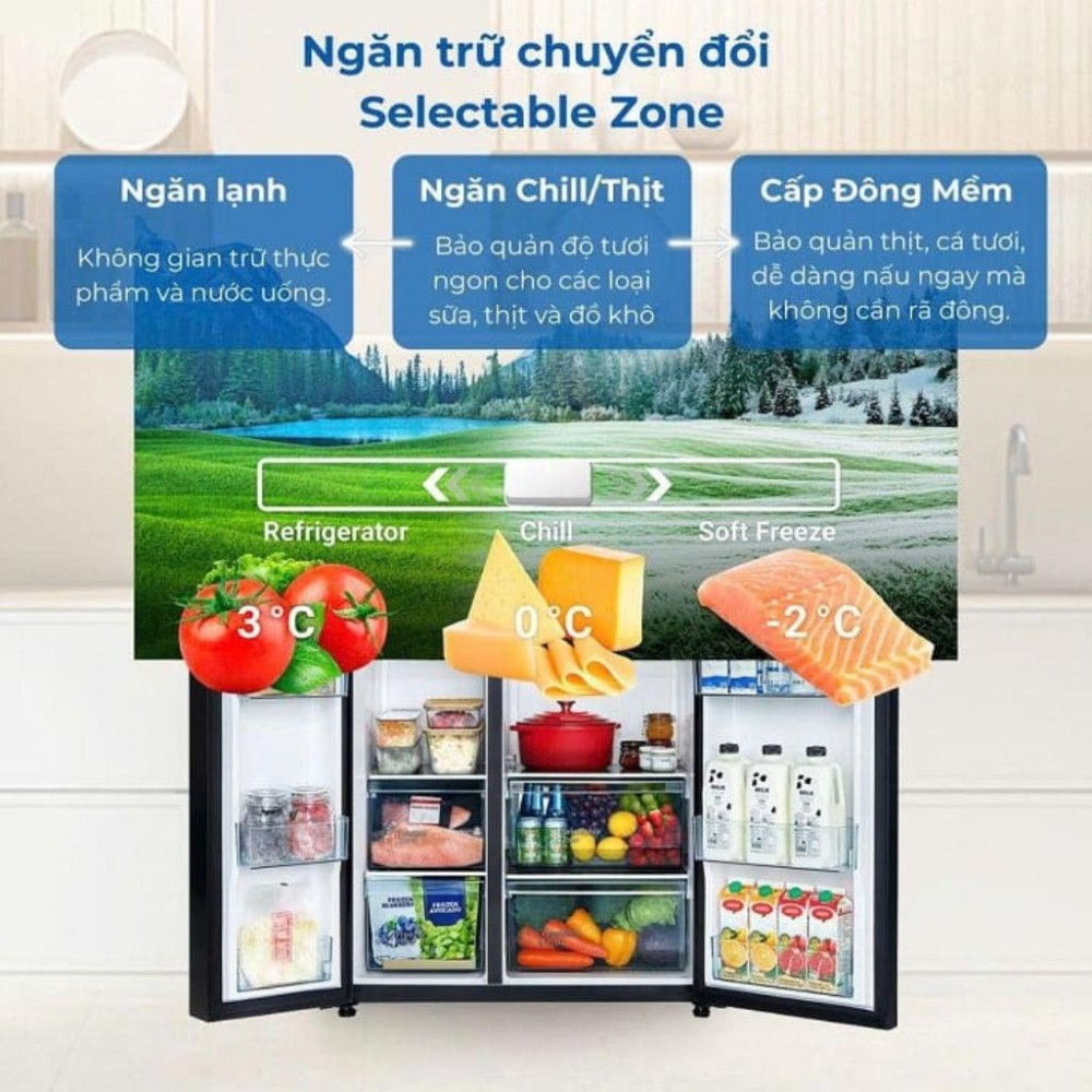 Tủ lạnh Hitachi inverter 656 lít HRSN9713ESGBKVN - Hàng chính hãng