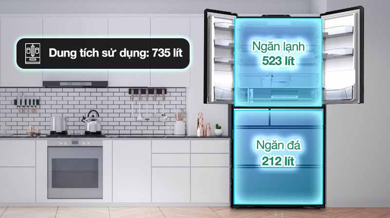 Tủ lạnh Hitachi inverter Multi Door R-ZX740KV X - Hàng chính hãng