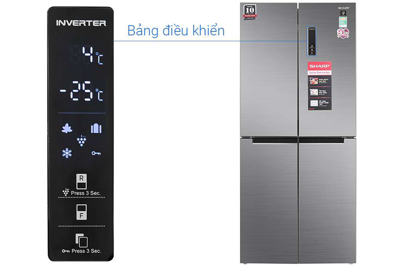 Tủ lạnh Sharp Inverter 401 lít Multi Door SJ-FXP480V-SL - Hàng chính hãng