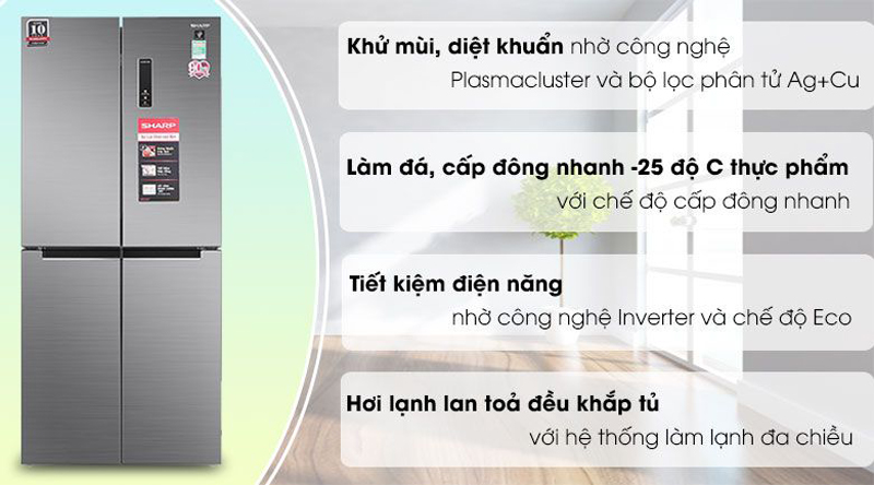Tủ lạnh Sharp Inverter 401 lít Multi Door SJ-FXP480V-SL - Hàng chính hãng