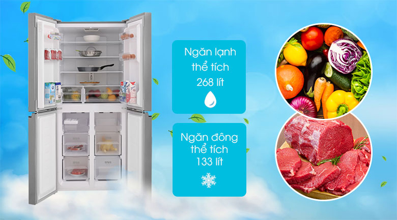 Tủ lạnh Sharp Inverter 401 lít Multi Door SJ-FXP480V-SL - Hàng chính hãng