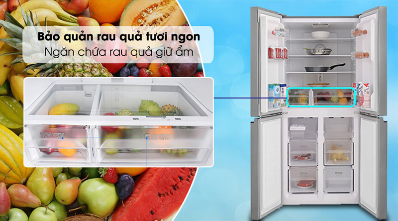 Tủ lạnh Sharp Inverter 401 lít Multi Door SJ-FXP480V-SL - Hàng chính hãng