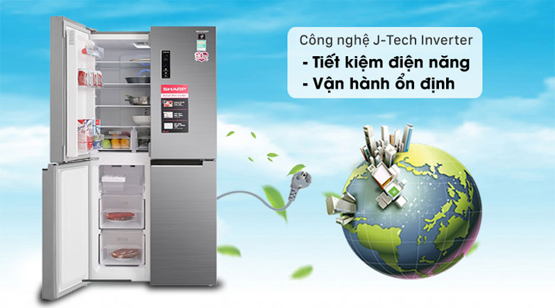 Tủ lạnh Sharp Inverter 401 lít Multi Door SJ-FXP480V-SL - Hàng chính hãng