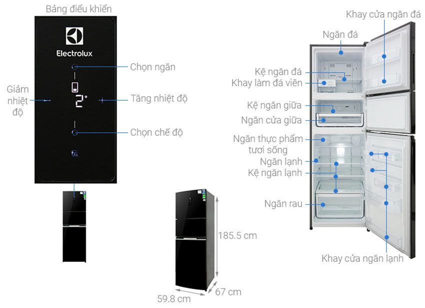 Tủ lạnh inverter 340 lít Electrolux EME3700H-H - Hàng chính hãng