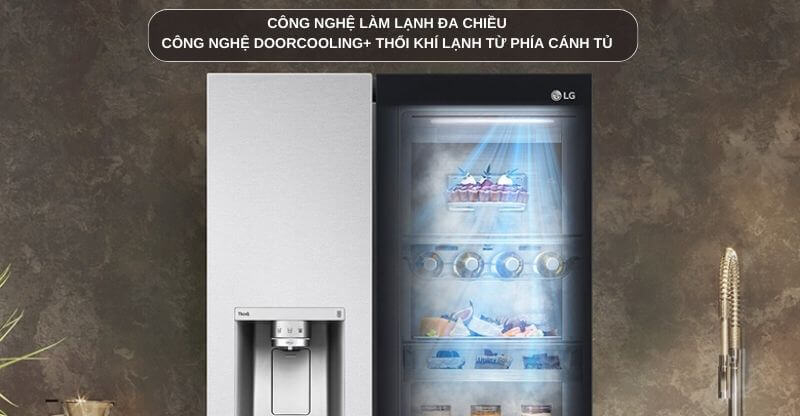 Hệ thống làm lạnh đa chiều làm lạnh đều mọi ngóc ngách trong tủ