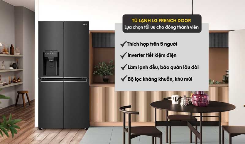 Một số tính năng nổi bật của tủ lạnh LG Inverter 494 Lít GR-D22MBI