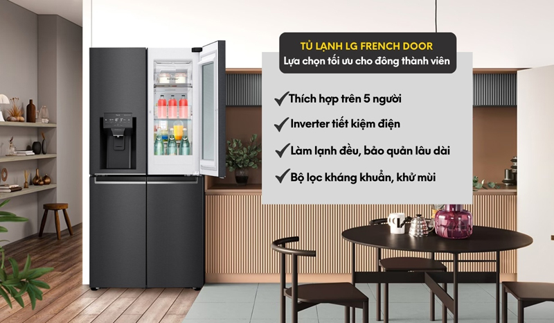 Một số tính năng nổi bật của tủ lanh LG Inverter 496 lít GR-X22MBI 