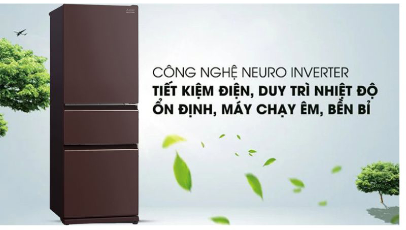 Tủ lạnh Mitsubishi Inverter 330 lít MR-CGX41EN-GBR-V - Hàng chính hãng