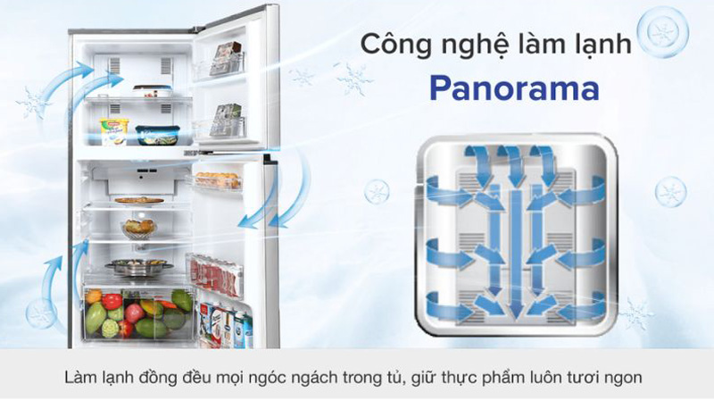 Công nghệ làm lạnh vòng cung Panorama, hơi lạnh tỏa đều khắp tủ