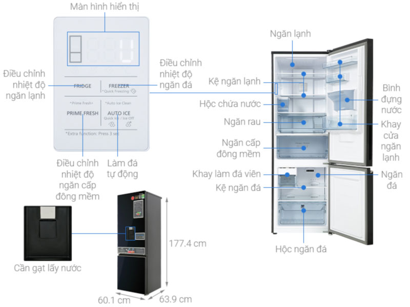 Tủ lạnh inverter Panasonic NR-BV361WGKV - Hàng chính hãng