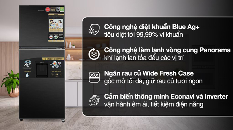 Tủ lạnh Panasonic Inverter 326 lít NR-TL351GVKV  - Hàng chính hãng