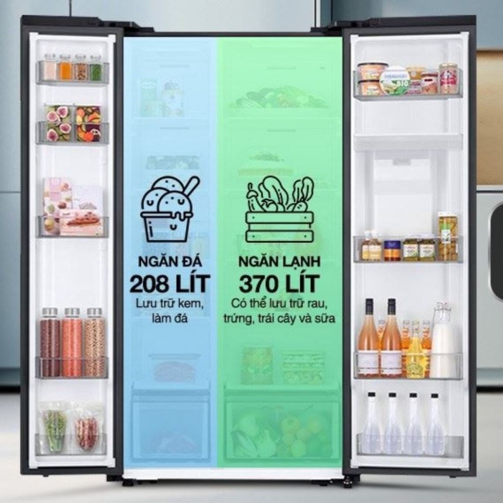 Dung tích lớn 578 lít - Đáp ứng thoải mái cho gia đình 4-7 người