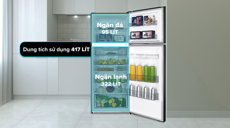 Dung tích 417L phù hợp với gia đình có 4-5 thành viên