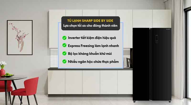 Đặc điểm nổi bật của tủ lạnh Sharp Inverter 532 lít SJ-SBX530VG-BK