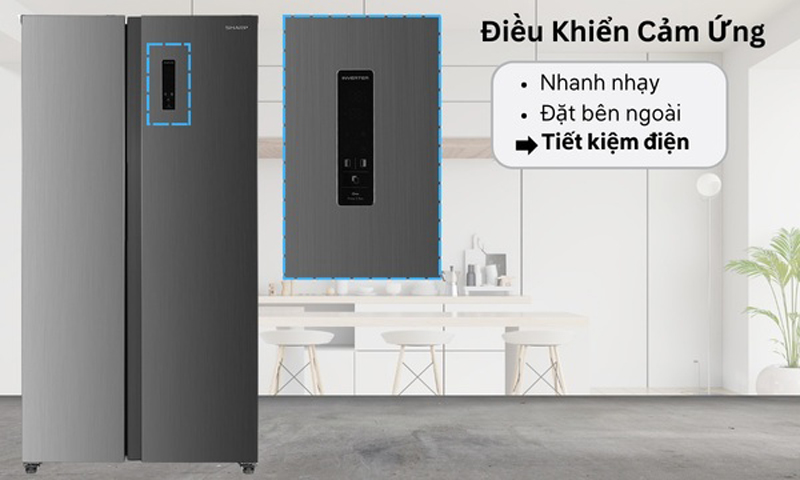 Bảng điều khiển cảm ứng bên ngoài cửa tủ, dễ dàng thao tác chọn các chức năng