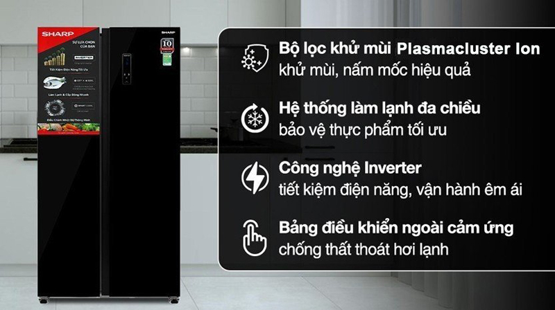 Tủ lạnh Sharp Inverter 600 lít SJ-SBXP600VG-BK - Hàng chính hãng