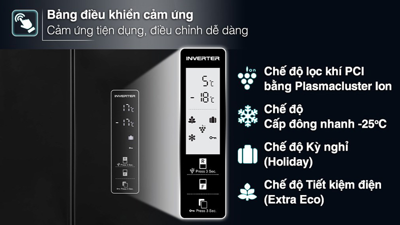 Tủ lạnh Sharp Inverter 401 lít SJ-FXP480VG-BK - Hàng chính hãng