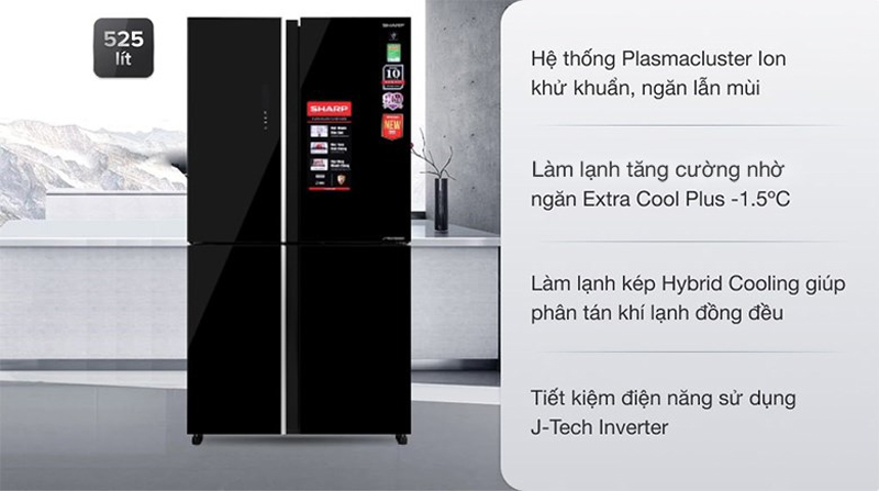 Tủ lạnh Sharp inverter SJ-FXP600VG-BK - Hàng chính hãng