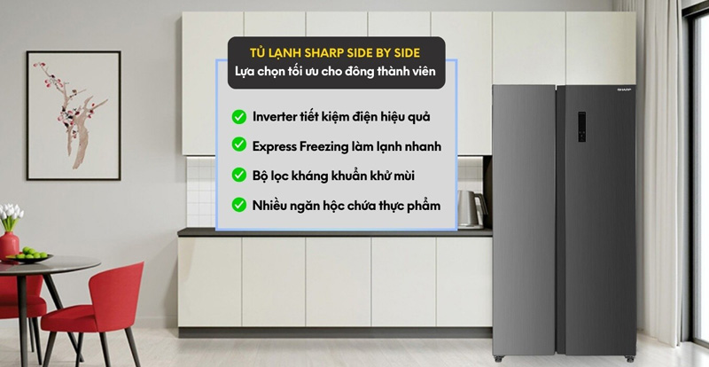 Tủ lạnh Sharp Inverter 532 lít SJ-SBX530V-SL - Hàng chính hãng