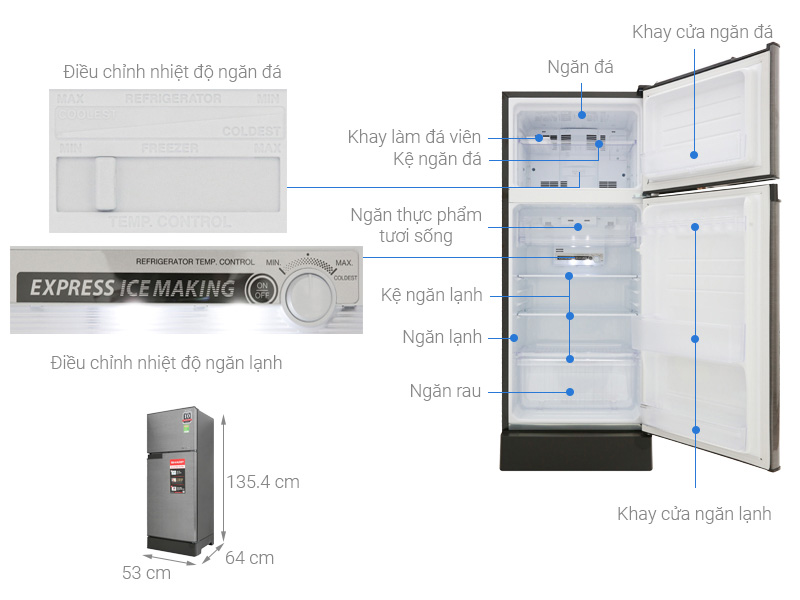 Tủ lạnh Sharp Inverter 198 lít SJ-X198V-SL - Hàng chính hãng
