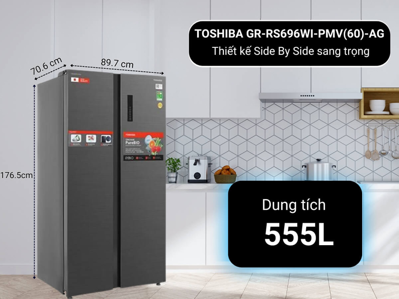 Tủ lạnh Toshiba inverter GR-RS696WI - Hàng chính hãng