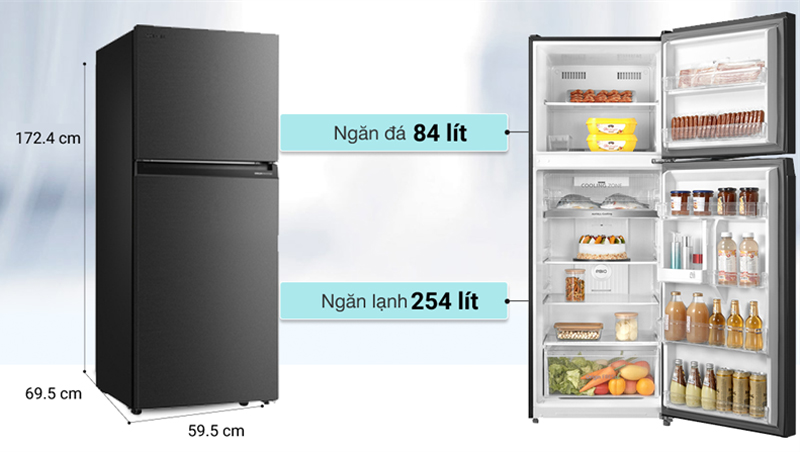 Dung tích của tủ lạnh Toshiba GR-RT440WE-PMV(06)-MG