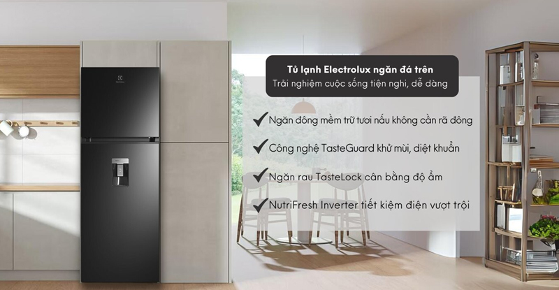 Tủ lạnh Electrolux inverter 312 lít ETB3440M-H - Hàng chính hãng