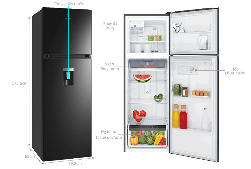 Tủ lạnh Electrolux inverter 312 lít ETB3440M-H - Hàng chính hãng