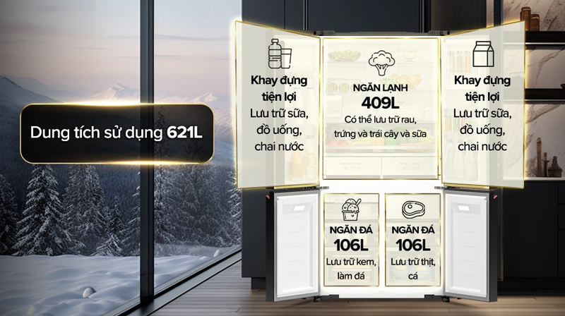 Tủ lạnh Panasonic Inverter 621 lít NR-XY680YMMV - Hàng chính hãng