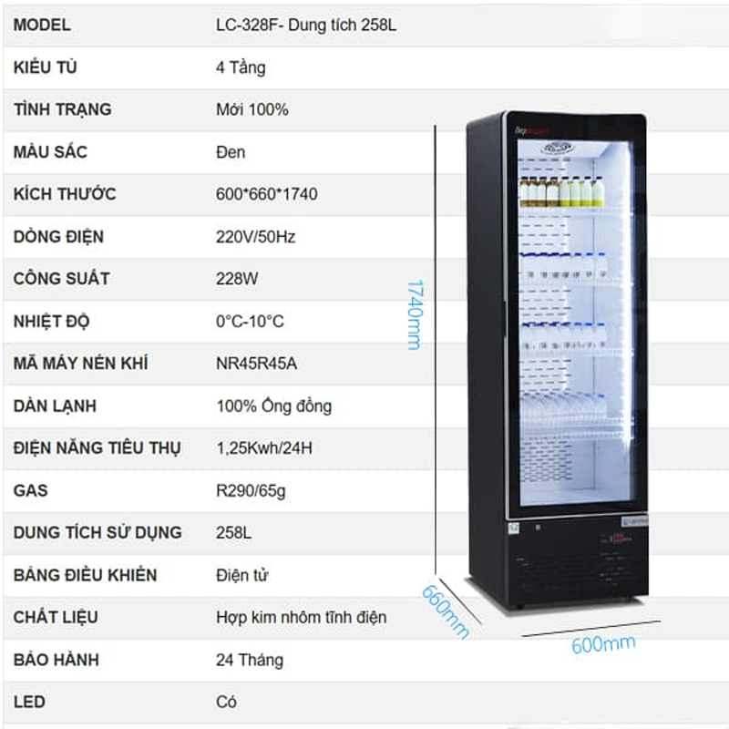 Tủ mát 1 cánh kính Lightcool LC-328F - Hàng chính hãng