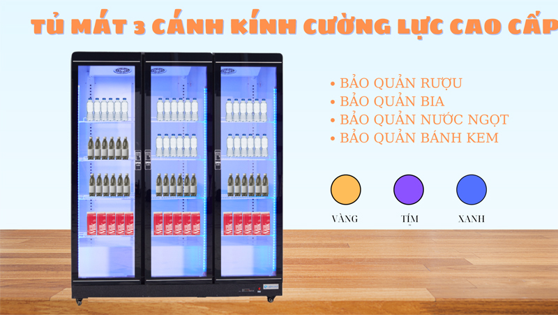 Tủ mát trưng bày 3 cánh kính Lightcool LS-1670 - Hàng chính hãng