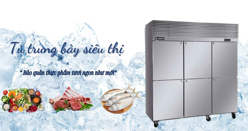Tủ mát 6 cánh inox Sanden SRC-1853 - Hàng chính hãng