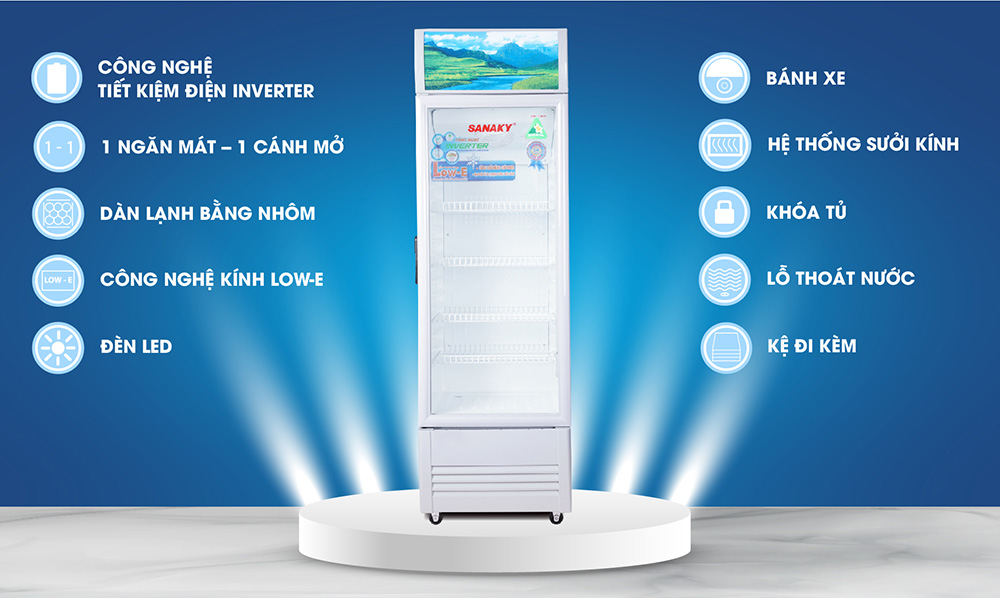 Tủ mát Inverter 240 lít Sanaky VH-308K3L - Hàng chính hãng