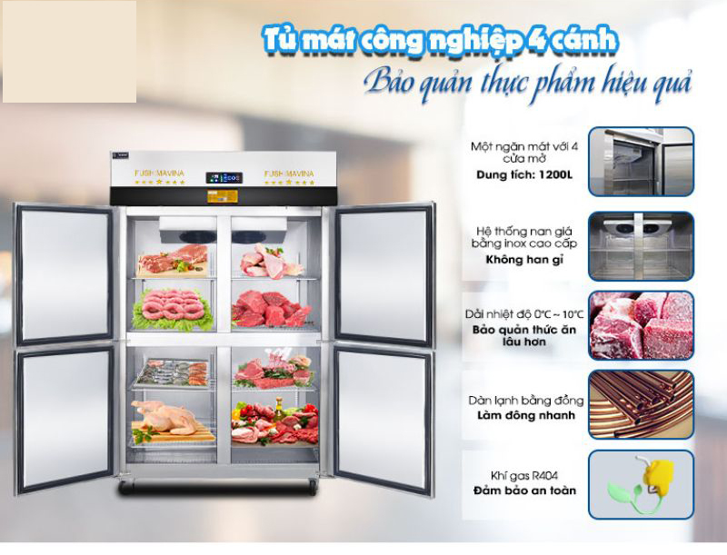 Tủ mát công nghiệp 4 cánh Fushima FSM-TMQ1000 - Hàng chính hãng