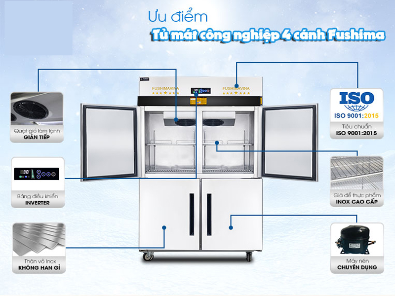Tủ mát công nghiệp 4 cánh Fushima FSM-TMQ1000 - Hàng chính hãng