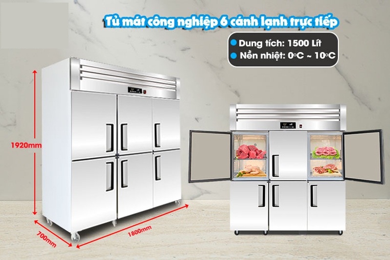 Tủ mát công nghiệp 6 cánh Fushima FSM-TM6C - Hàng chính hãng