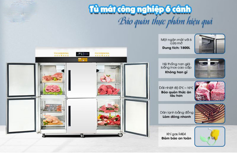 Tủ mát công nghiệp 6 cánh Fushima FSM-TMQ1600 - Hàng chính hãng