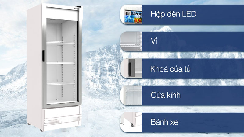 Tủ mát cửa kính Inverter Sanden SPB-0300 - Hàng chính hãng