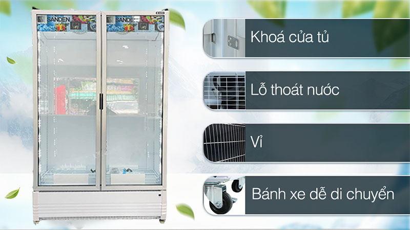 Tủ mát cửa kính Inverter Sanden SPB-1000 - Hàng chính hãng