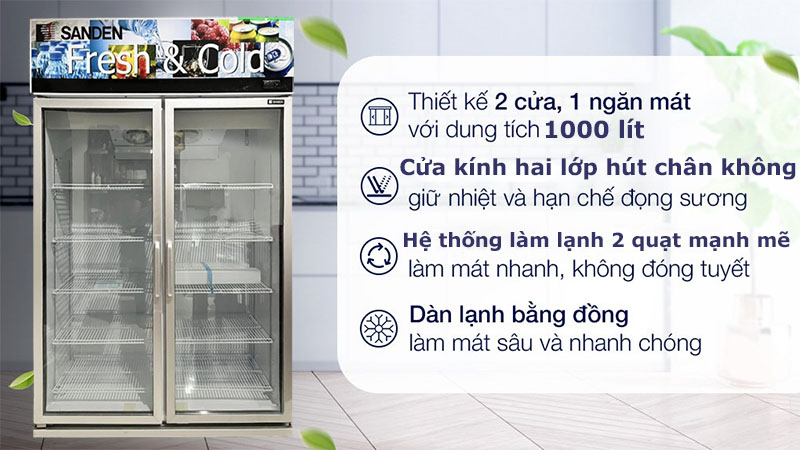 Tủ mát cửa kính Inverter Sanden OEM-1205i