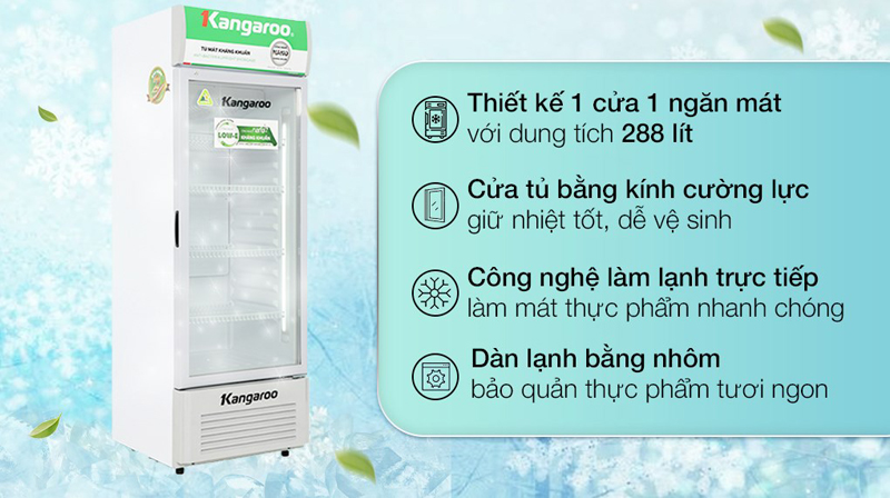 Tủ mát kháng khuẩn Kangaroo 288 lít KG359AT - Hàng chính hãng