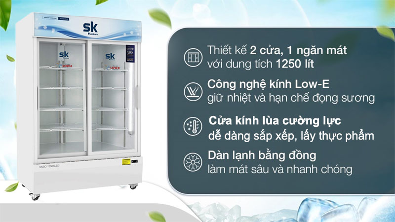 Tủ mát kính lùa Sumikura SKSC-1250SLD2 - Hàng chính hãng