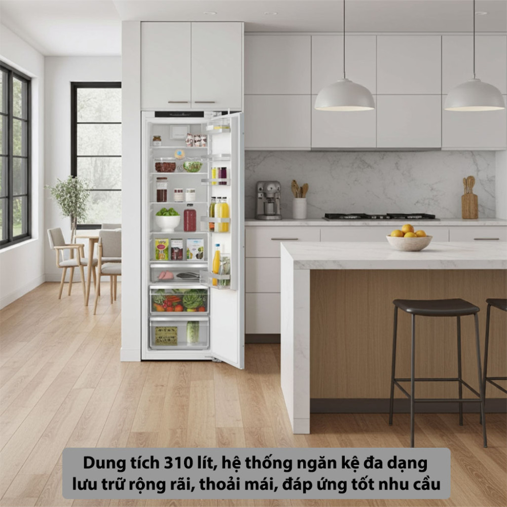 Tủ mát âm tủ Bosch KIR81ADD0 Serie 6 310 Lít dung tích lớn chứa được nhiều thực phẩm